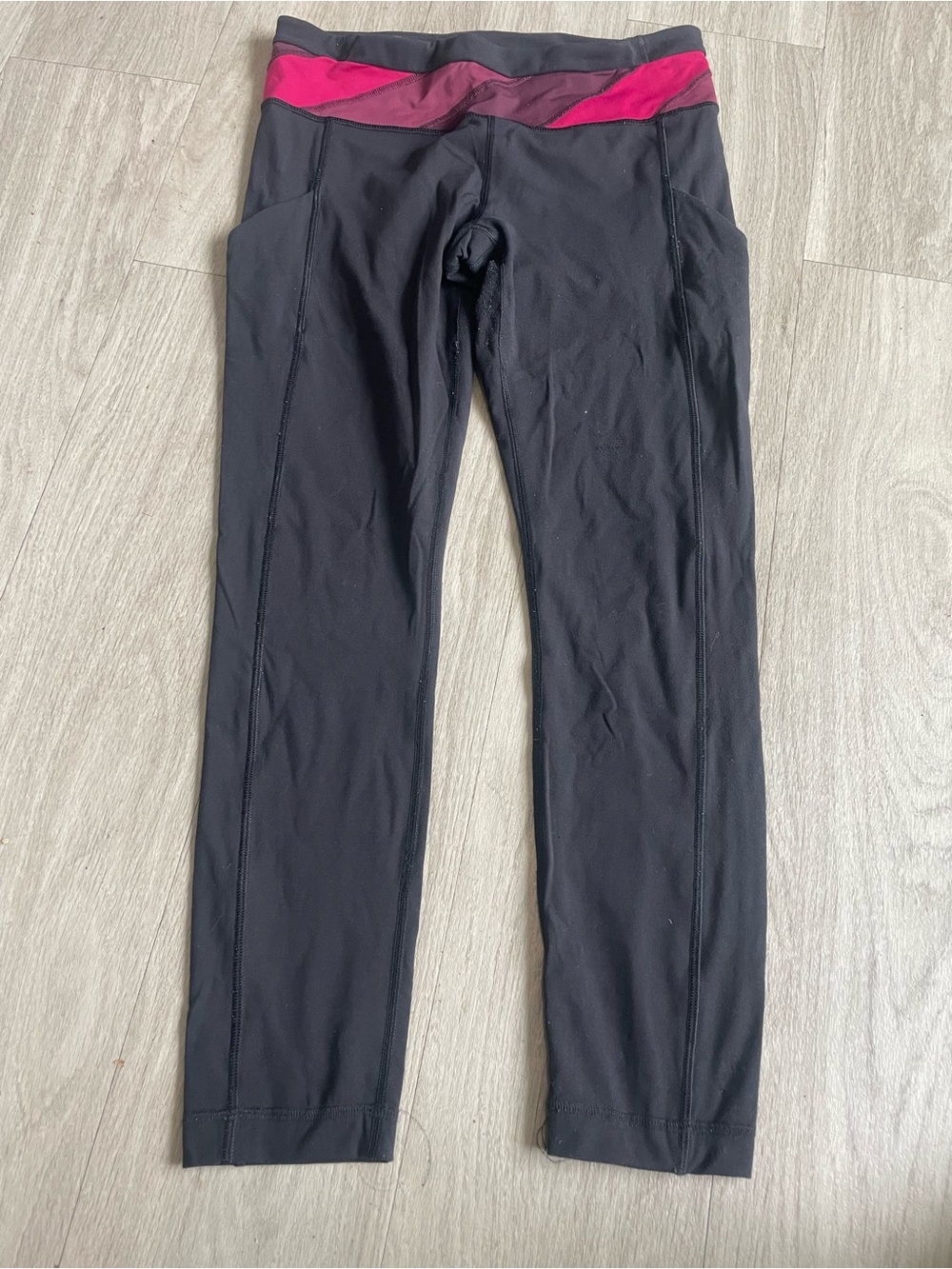 lululemon athletica Black Leggings with Pink Waistband